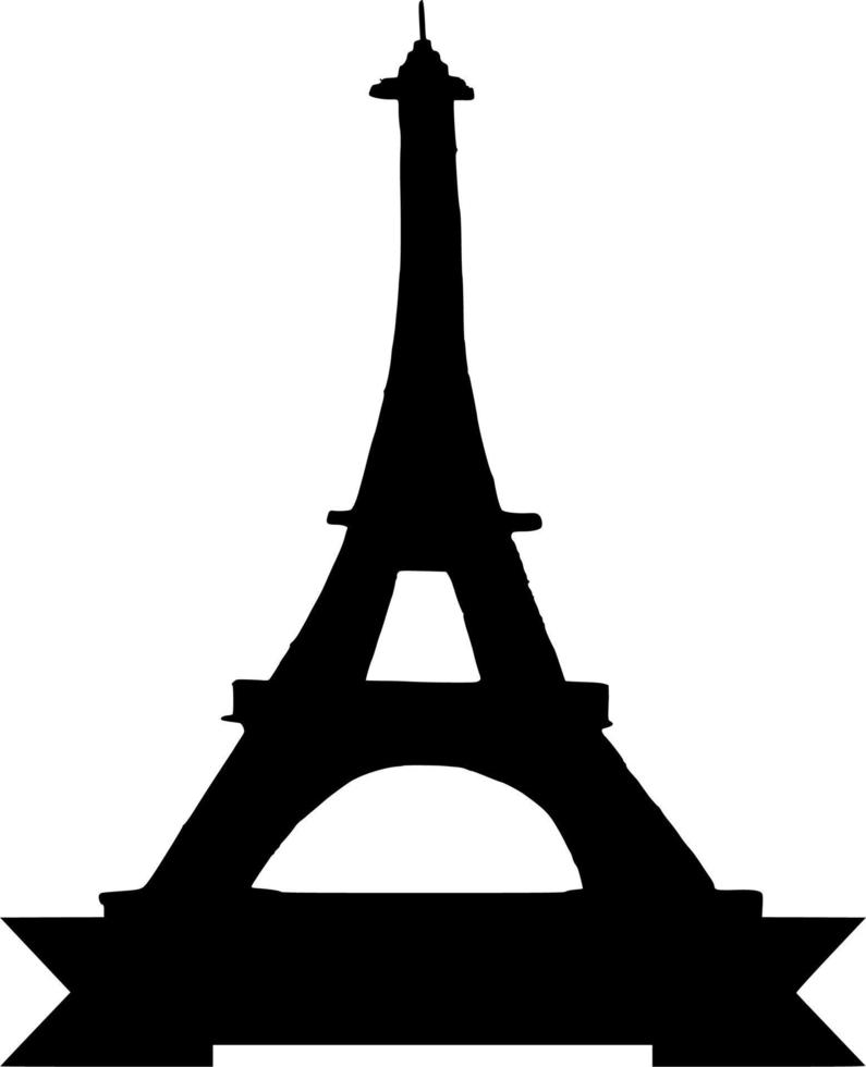 Vector silhouette of Eiffel Tower on white background