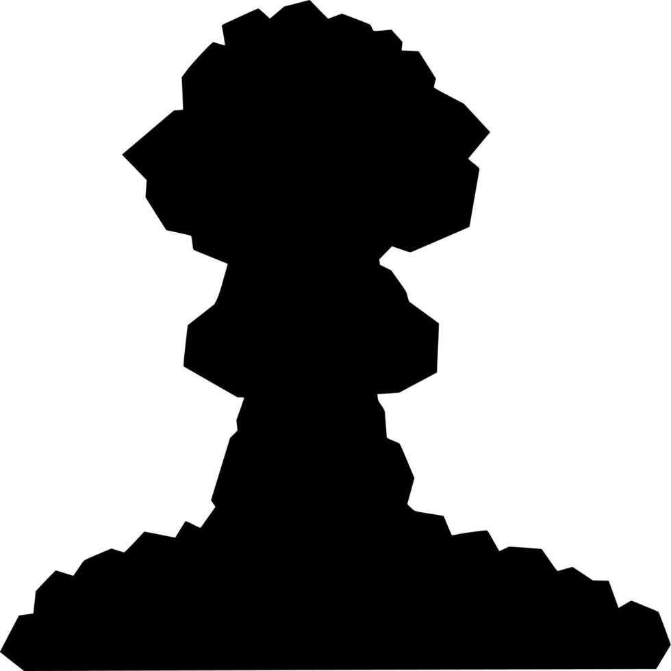 Vector silhouette of nuclear explosion on white background