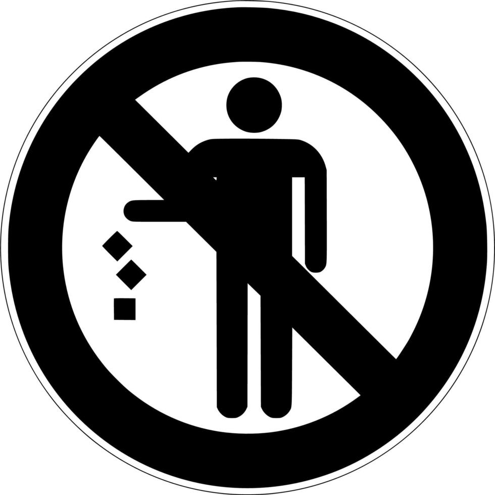 Vector silhouette of prohibited no rubbish on white background