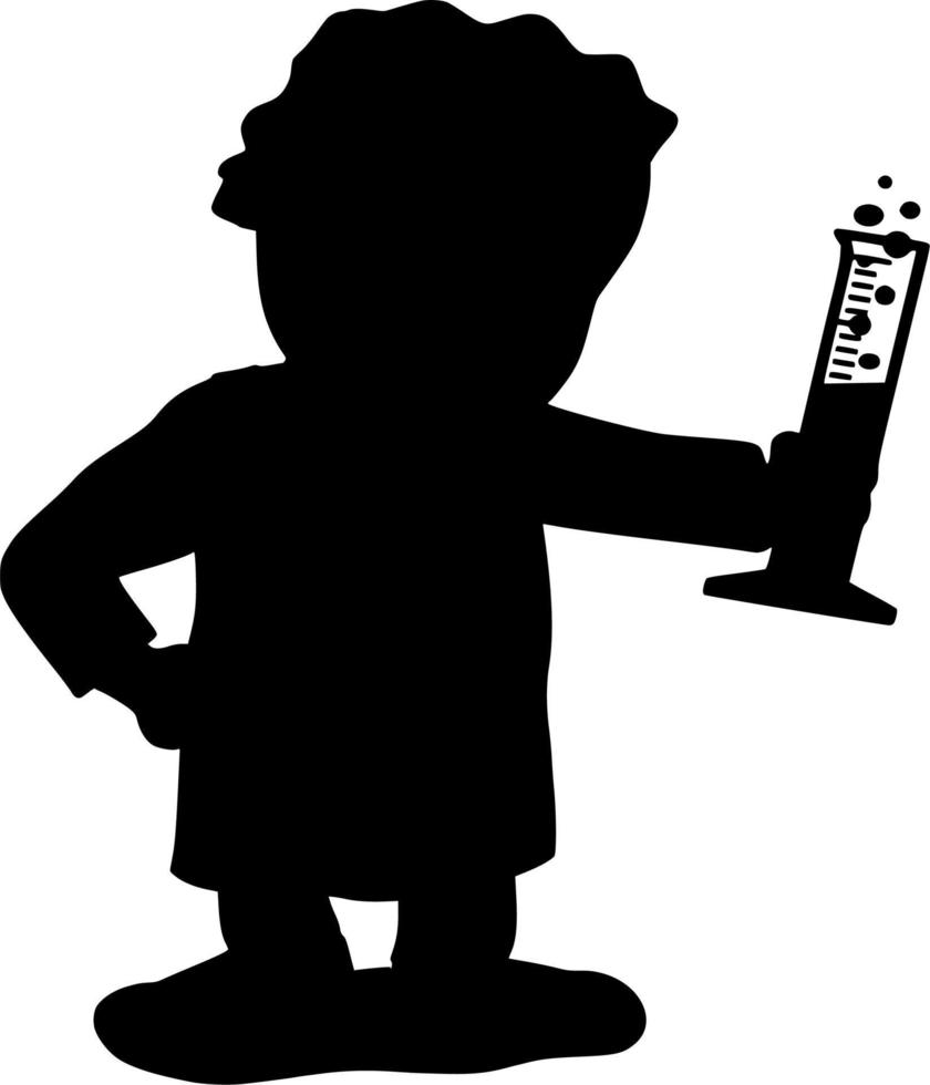 Vector silhouette of scientist on white background