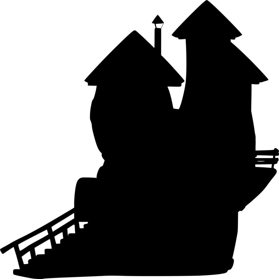 Vector silhouette of castle on white background