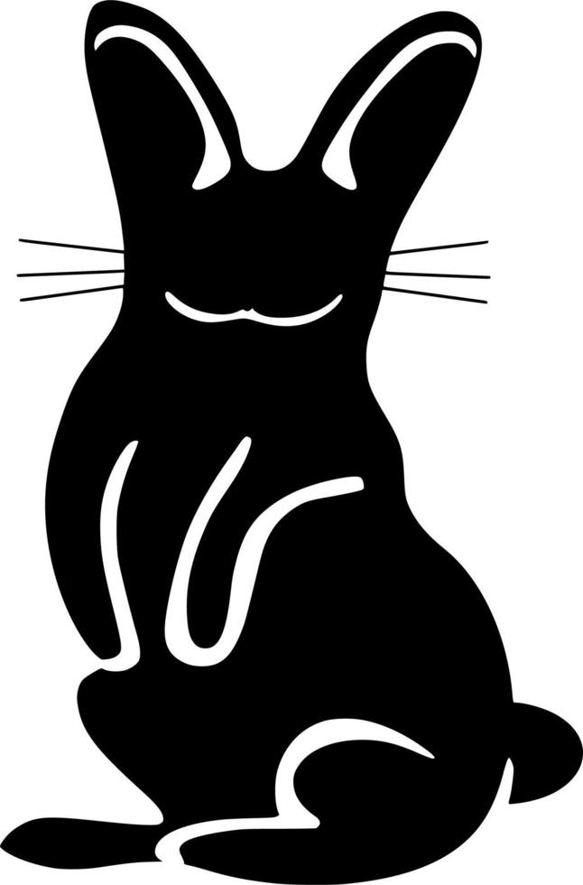 Vector silhouette of bunny on white background