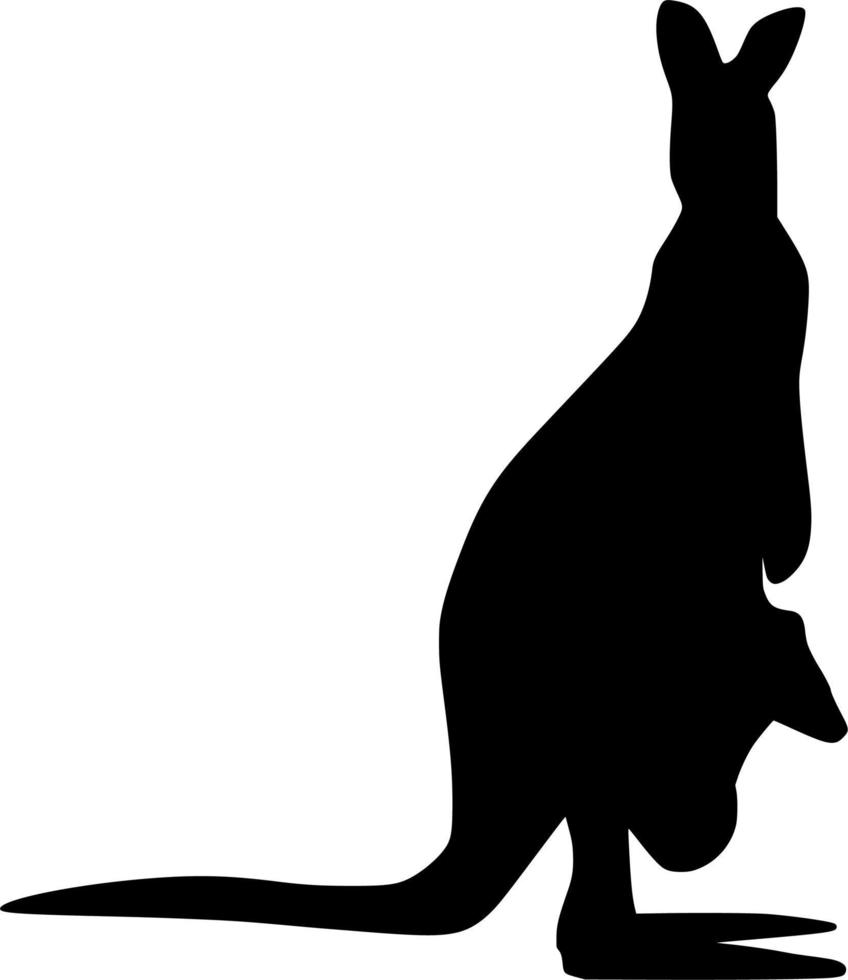 Vector silhouette of kangaroo on white background