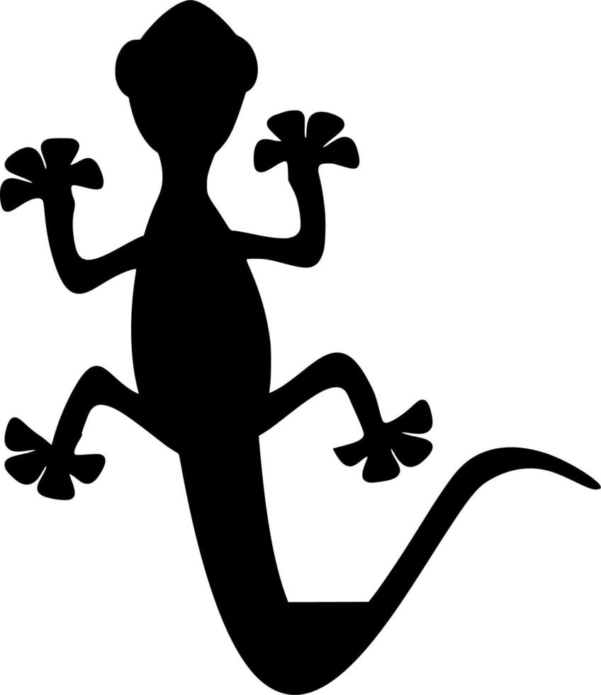 Vector silhouette of lizard on white background