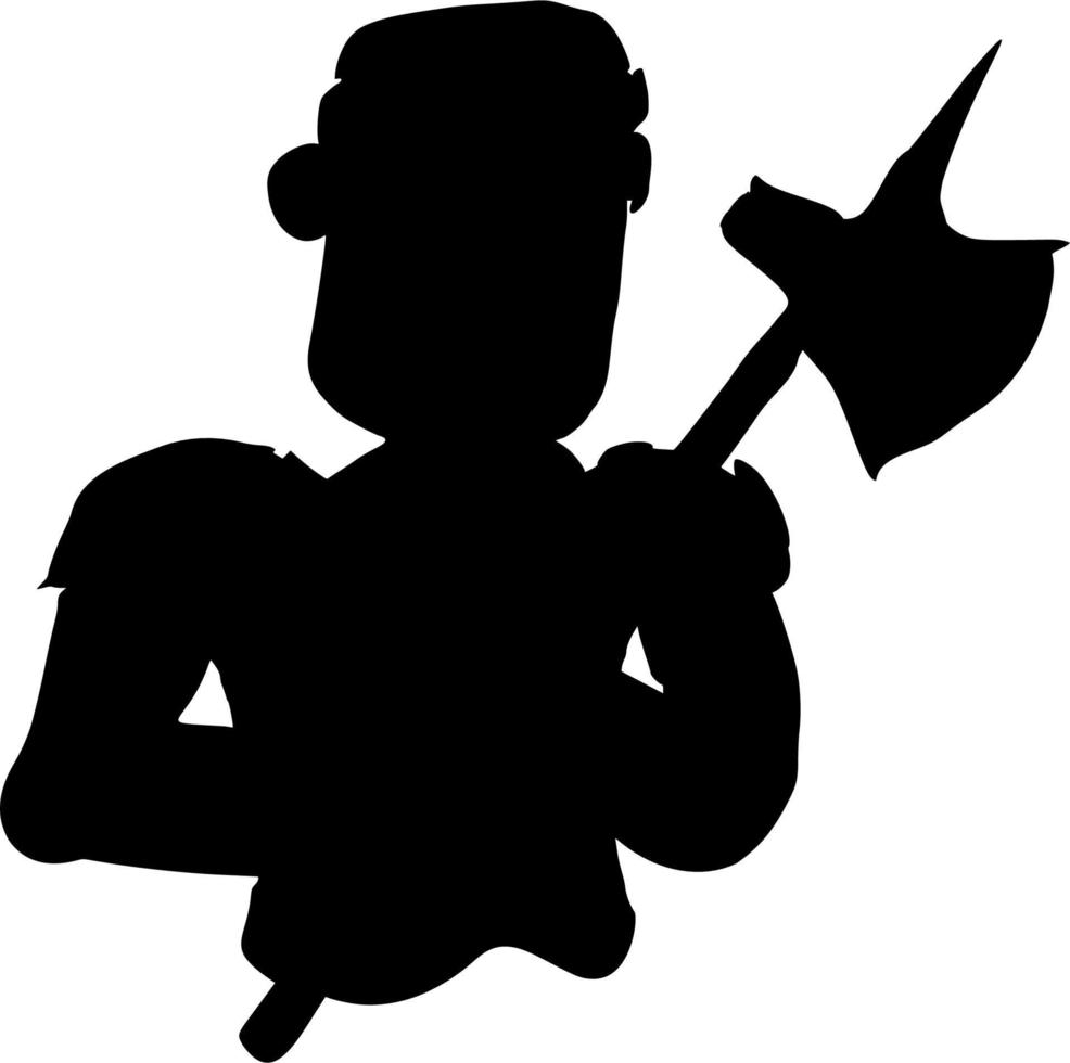 Vector silhouette of warrior on white background