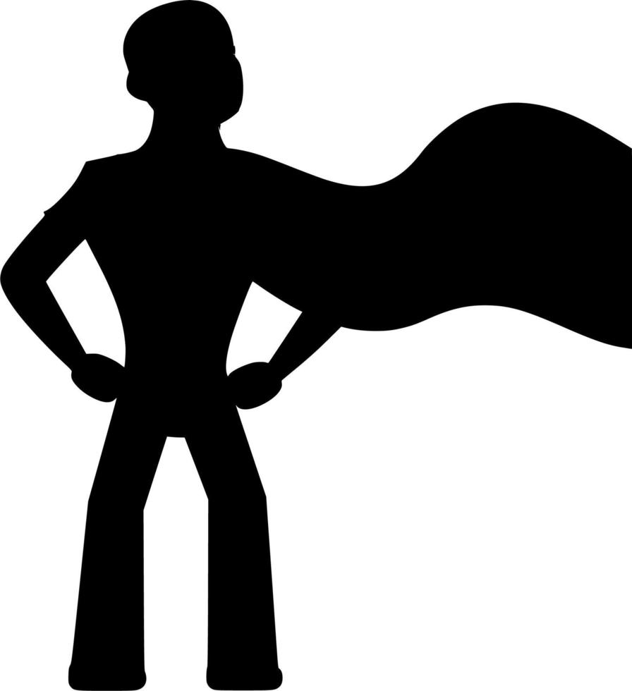 Vector silhouette of superhero on white background