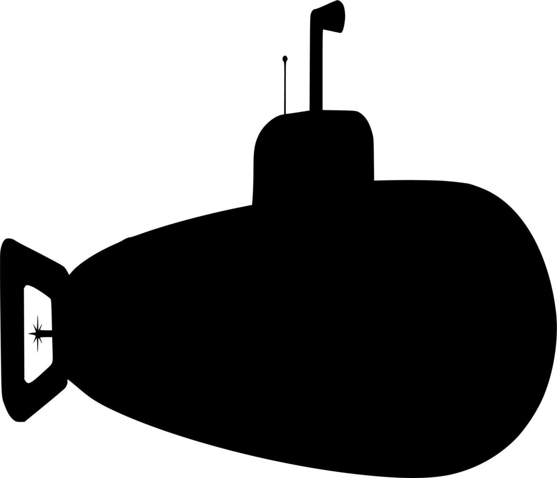 Vector silhouette of submarine on white background