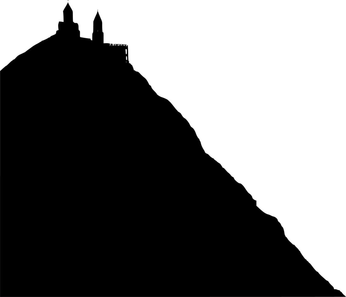 Vector silhouette of mountain on white background