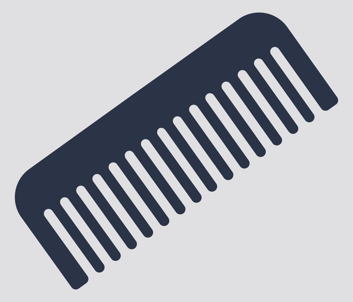 A comb, plastic comb with teeth, hair styling tool, dark blue and grey colors, suitable for barbershop logo and sign, good for comb label and tag, can be used for female fashion social media post vector