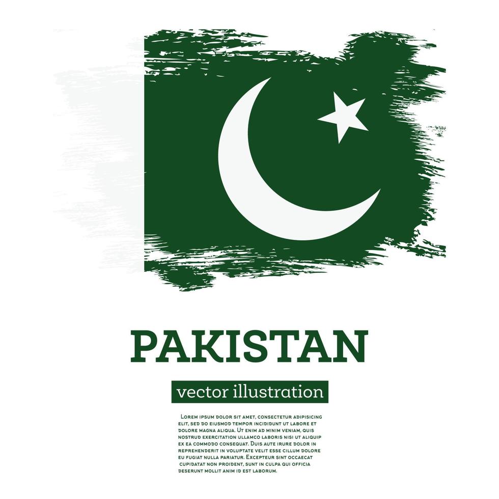 Pakistan Flag with Brush Strokes. Independence Day. vector