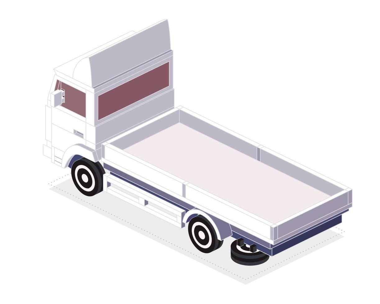 Isometric Cargo Truck. Commercial Transport. Logistics. City Object for Infographics. Car for Carriage of Goods. Back View. vector