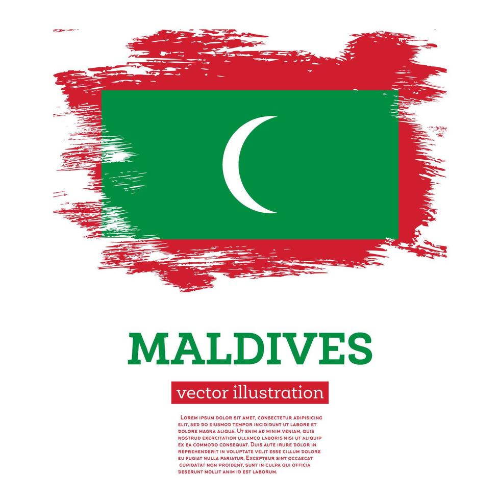 Maldivas bandera con cepillo trazos independencia día. vector