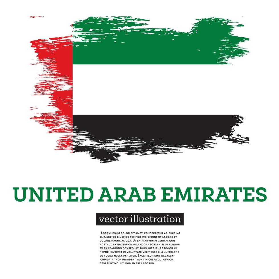 United Arab Emirates Flag with Brush Strokes. Independence Day. vector