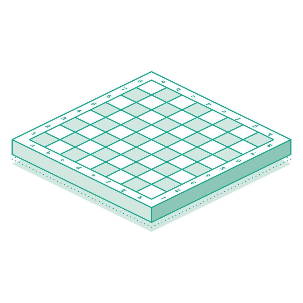 Isometric Outline Chessboard. Icon or Symbol Isolated on White. vector