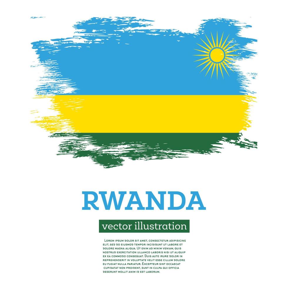 Rwanda Flag with Brush Strokes. Independence Day. vector