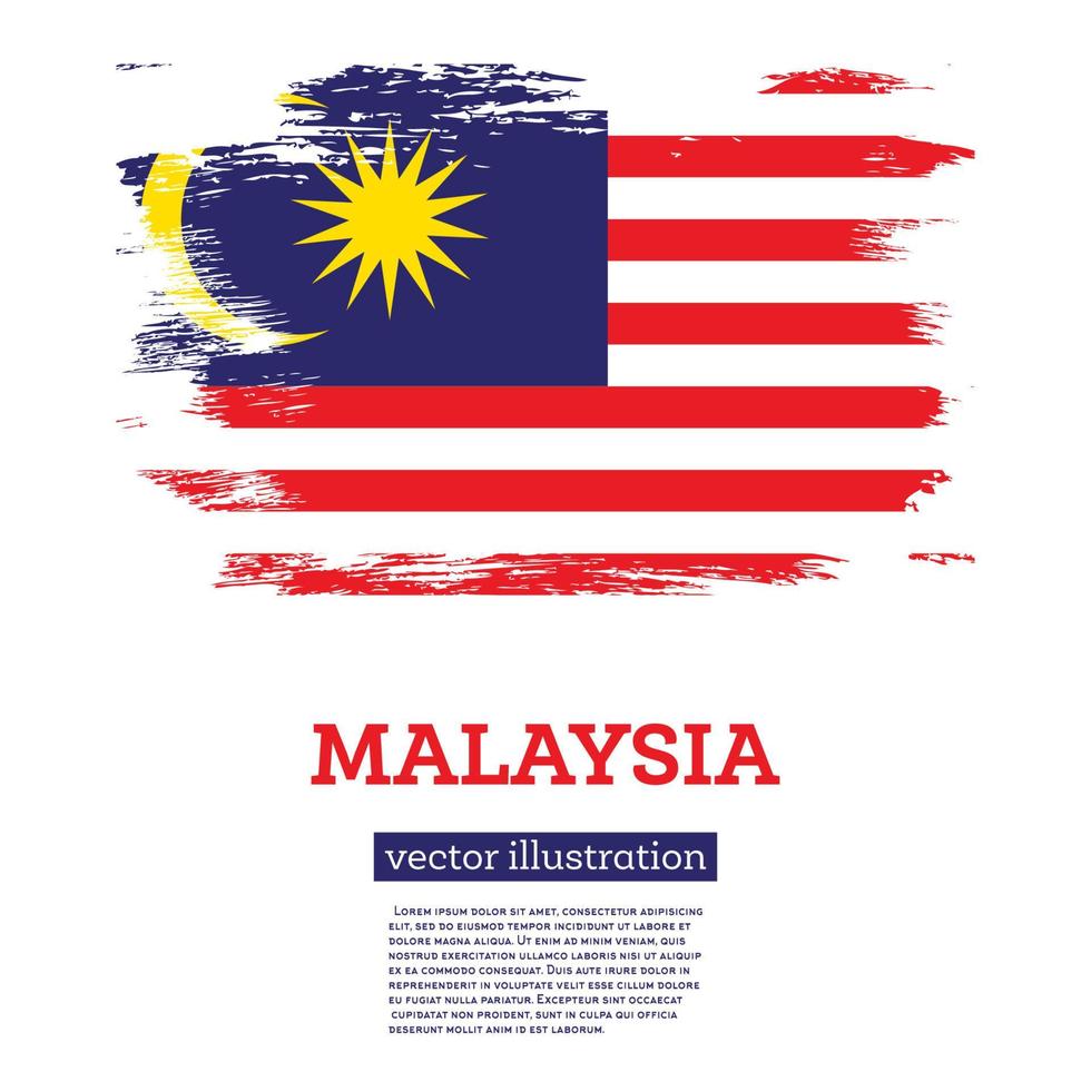 Malaysia Flag with Brush Strokes. Independence Day. vector