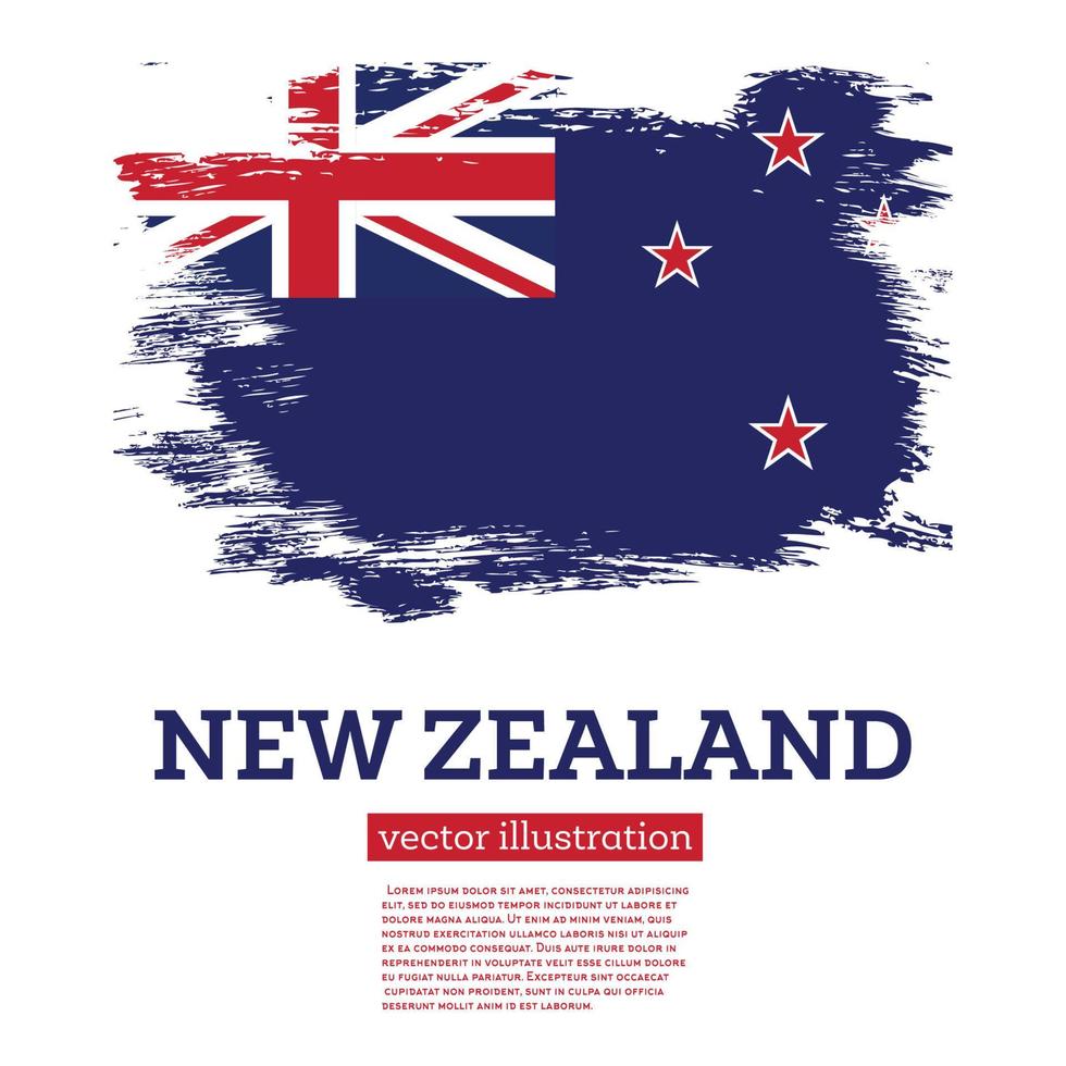 New Zealand Flag with Brush Strokes. Independence Day. vector
