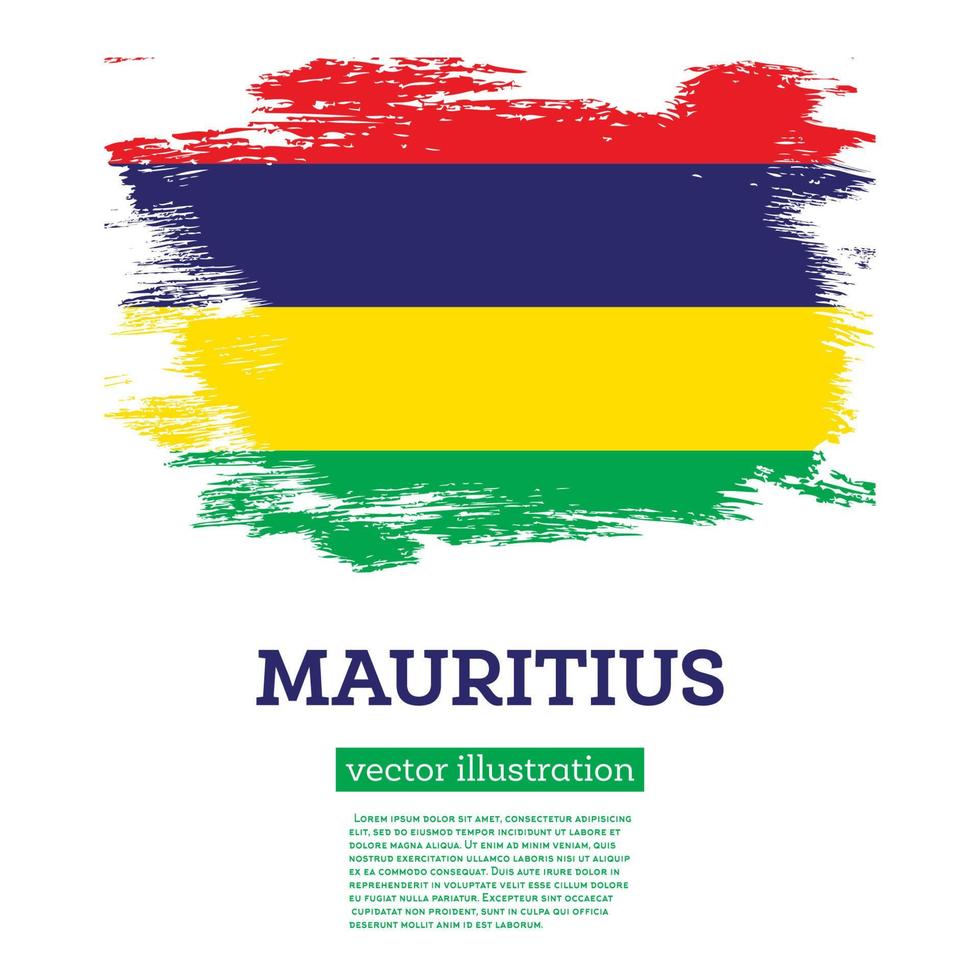 Mauritius Flag with Brush Strokes. Independence Day. vector
