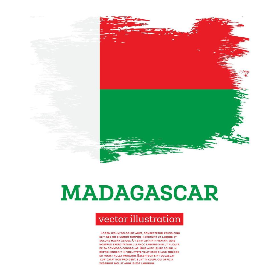 Madagascar Flag with Brush Strokes. Independence Day. vector