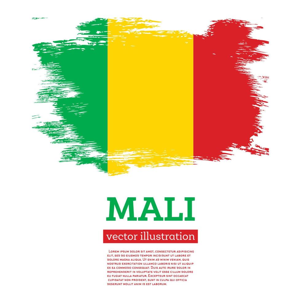 Mali Flag with Brush Strokes. Independence Day. vector