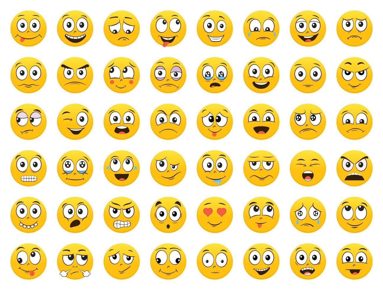 Set of Emoticons. Smile icons. Isolated vector illustration.