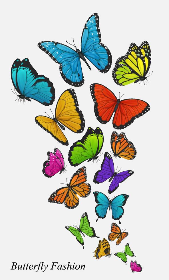 Background with colorful butterflies vector illustration