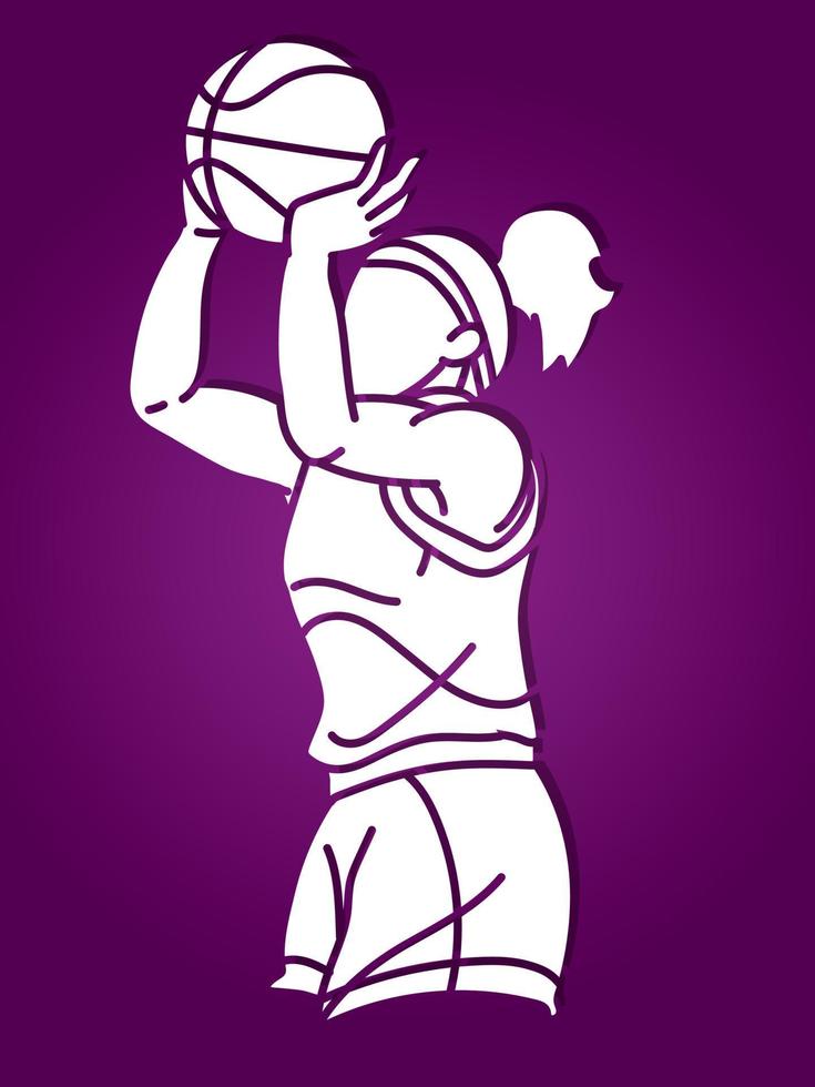 Basketball Sport Female Player Action vector