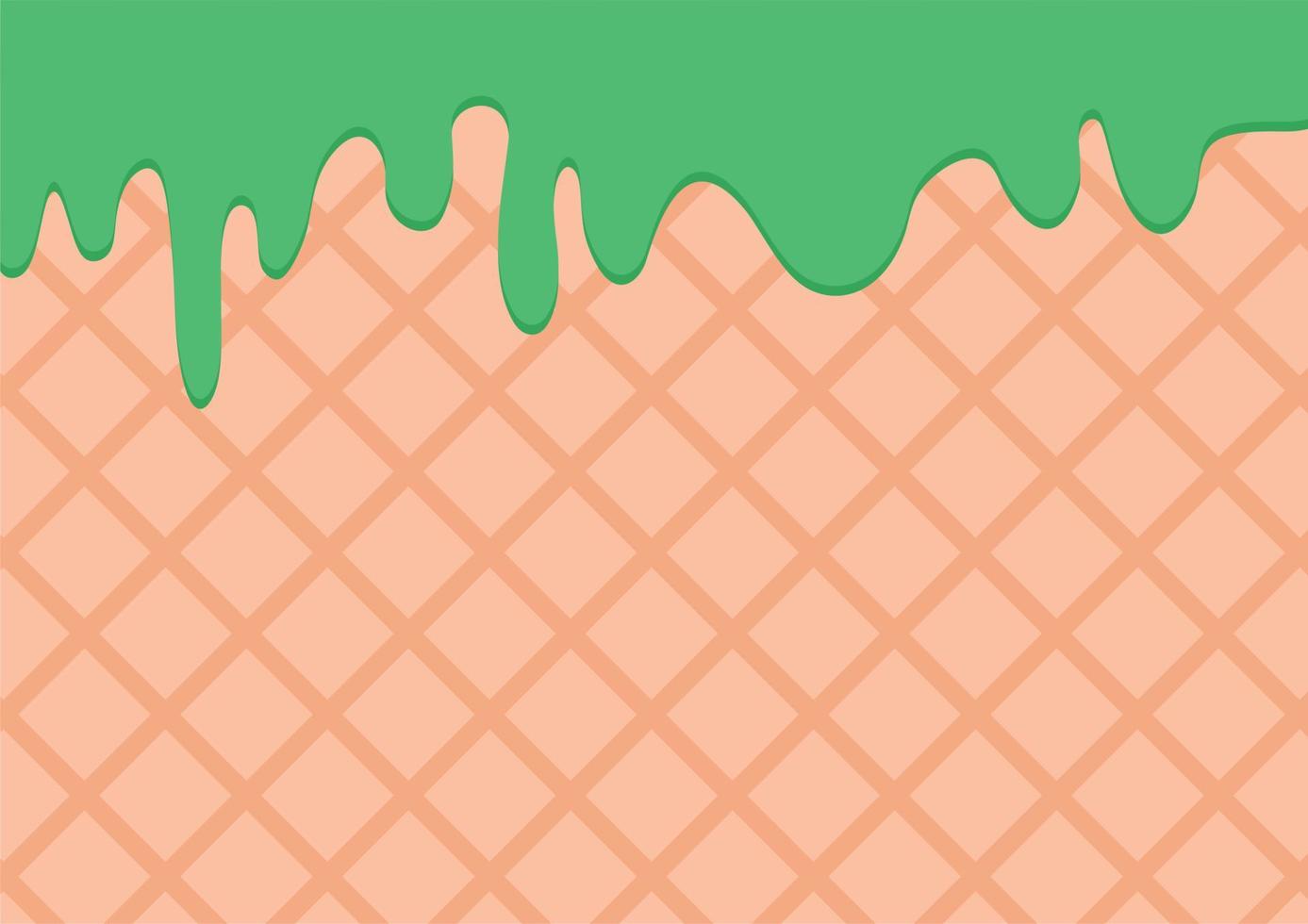 Green Cream Melted on Wafer Background. Vector Illustration.