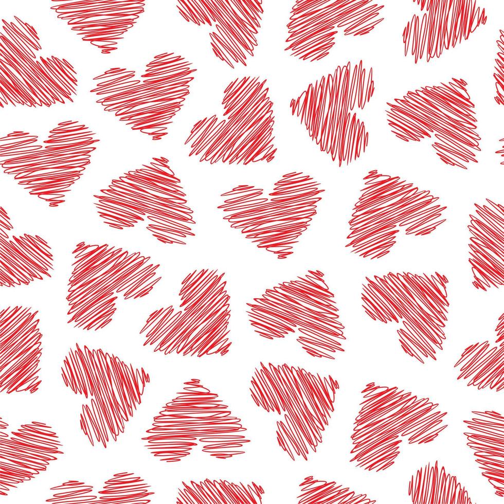 Seamless pattern with hand drawn hearts. Vector abstract background.
