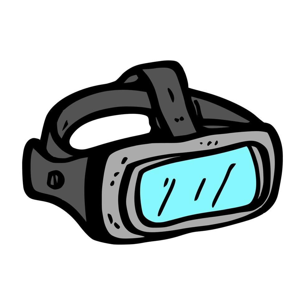 vr headset doodle illustration on isolated background vector