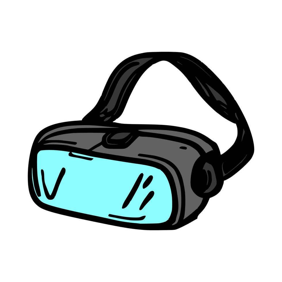 vr headset doodle illustration on isolated background vector