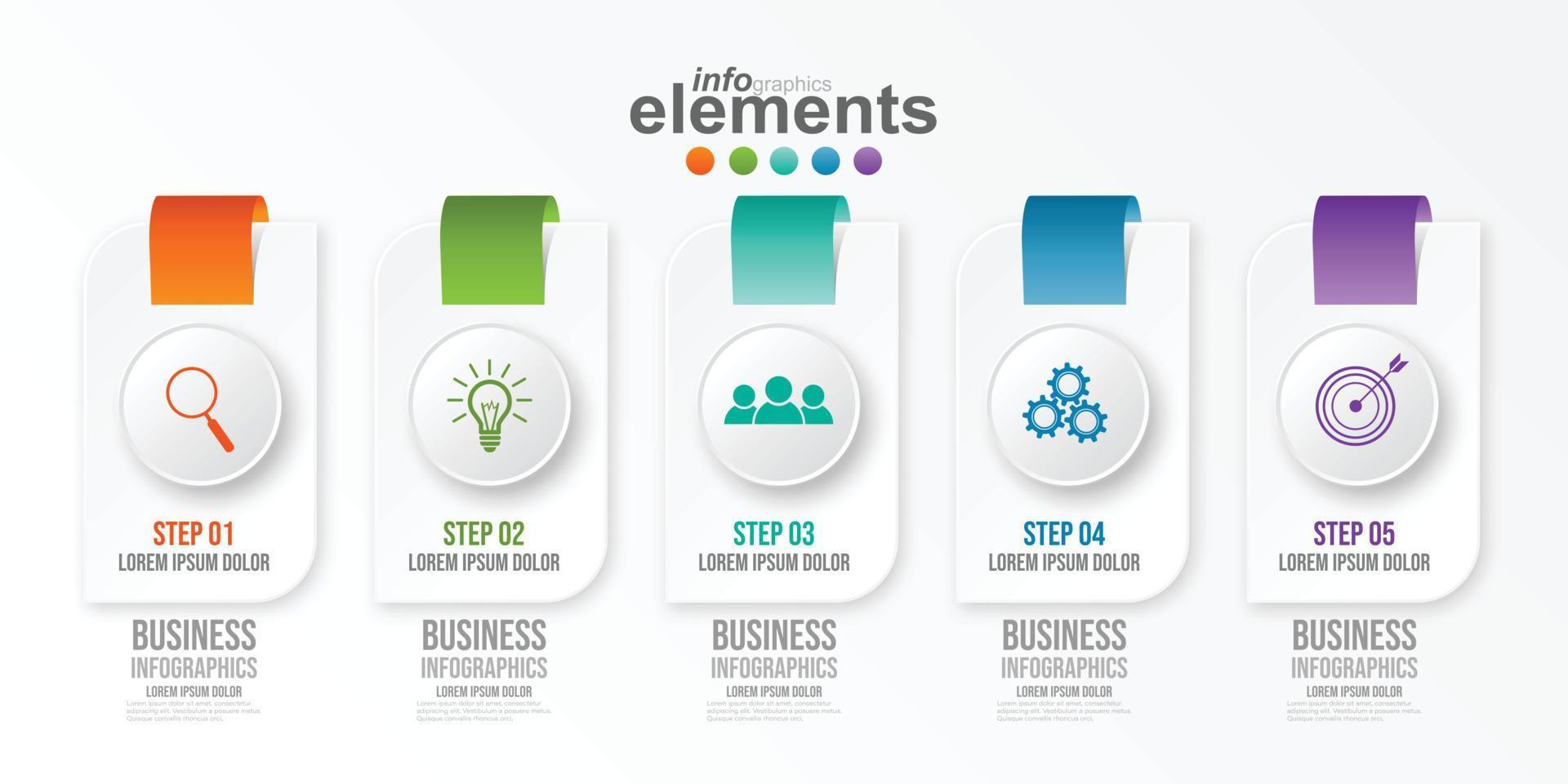 Timeline infographic design element and number options. Business concept with 5 steps. Can be used for workflow layout, diagram, Vector business template for presentation.