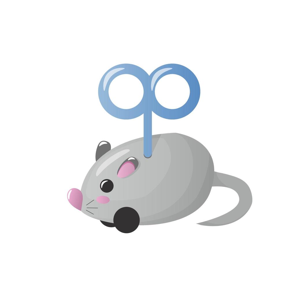 Toy mouse, mechanical mouse for kitty. Cute toy illustration in flat style. vector