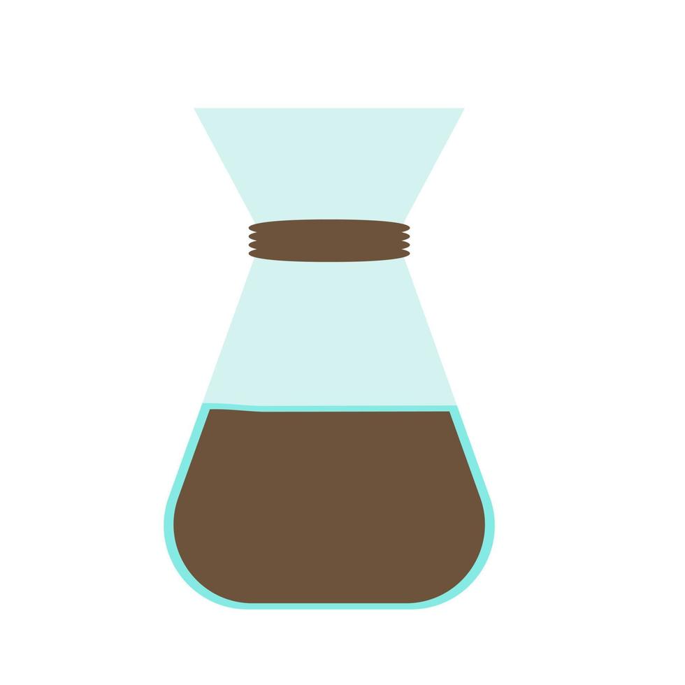 drip coffee maker with hot freshly brewed coffee. Flat vector illustration