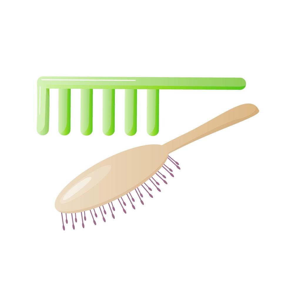 Hairbrush and comb icon. Cartoon illustration of hairbrush and comb vector icon for web design