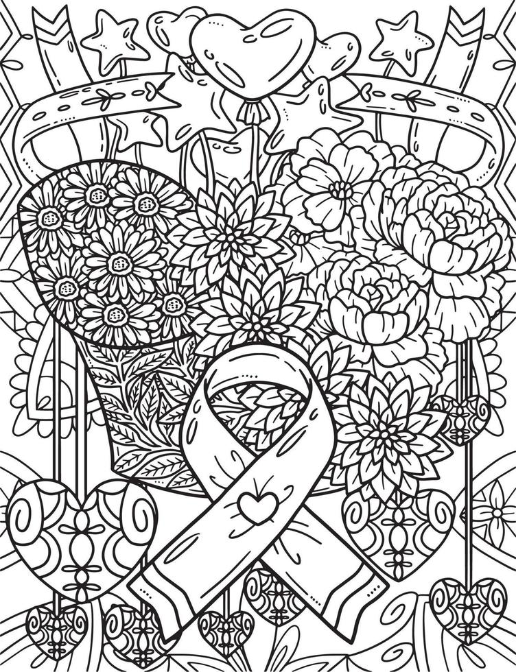 pecho cáncer conciencia sostén rosado flor colorante vector