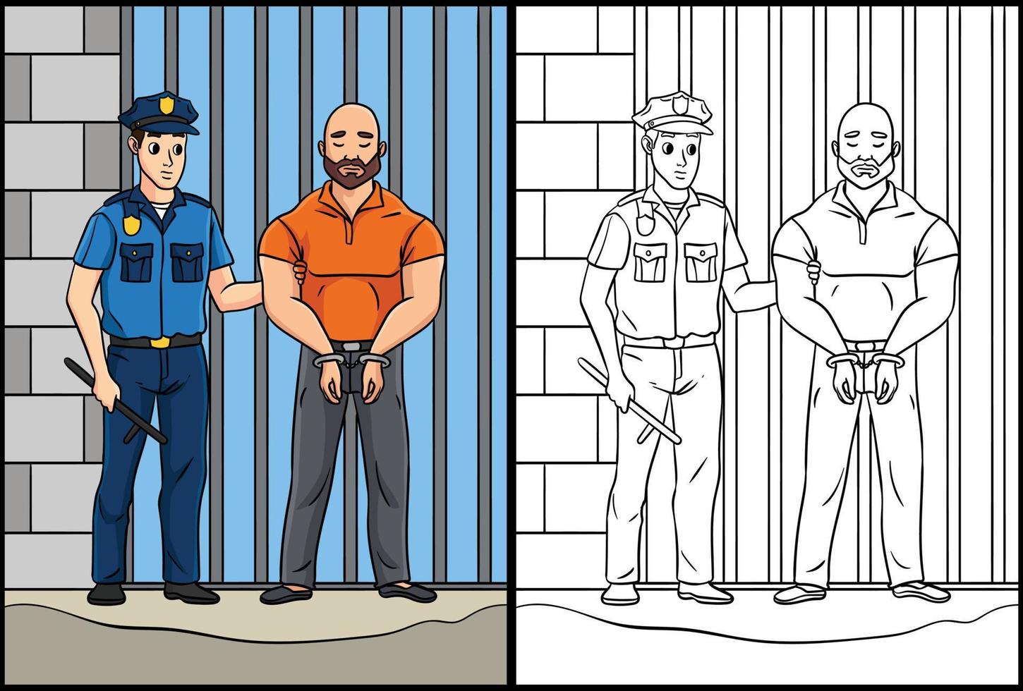 Corrections Officer Coloring Page Illustration vector