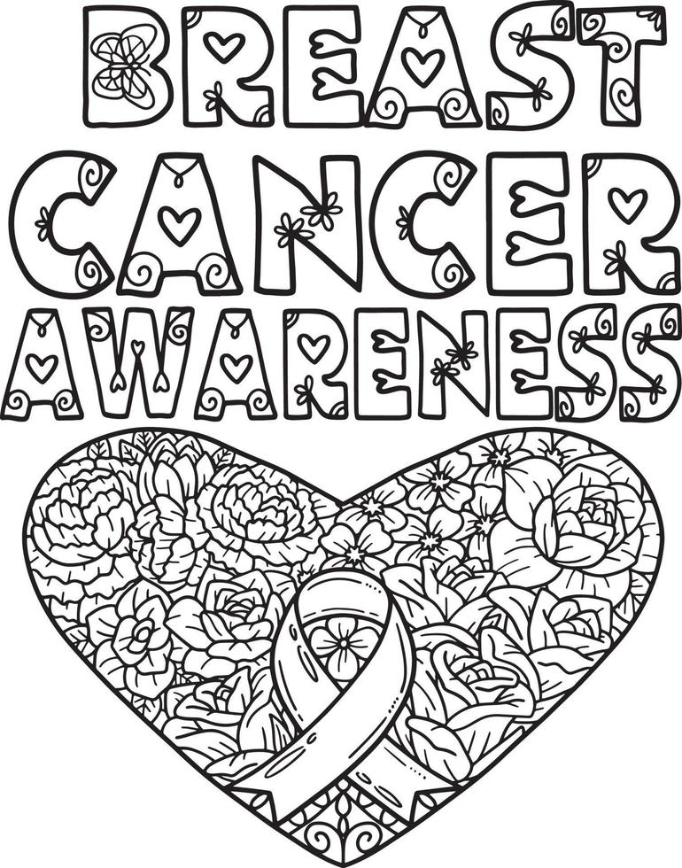 Breast Cancer Awareness Heart Isolated Coloring 23105533 Vector Art at