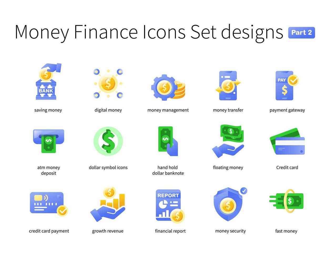 Money Finance Icons Set designs Part 2 vector