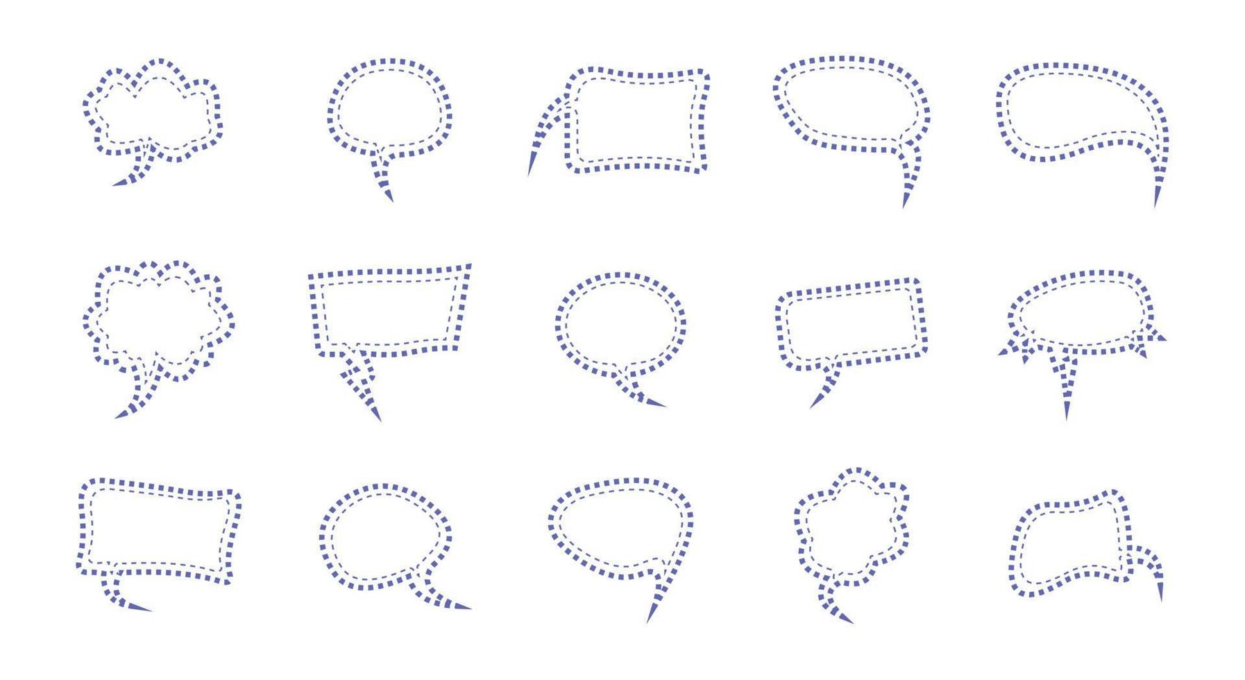 conjunto de vacío habla burbuja azul línea Arte chateando caja, mensaje caja vistoso dibujos animados vector ilustración diseño.