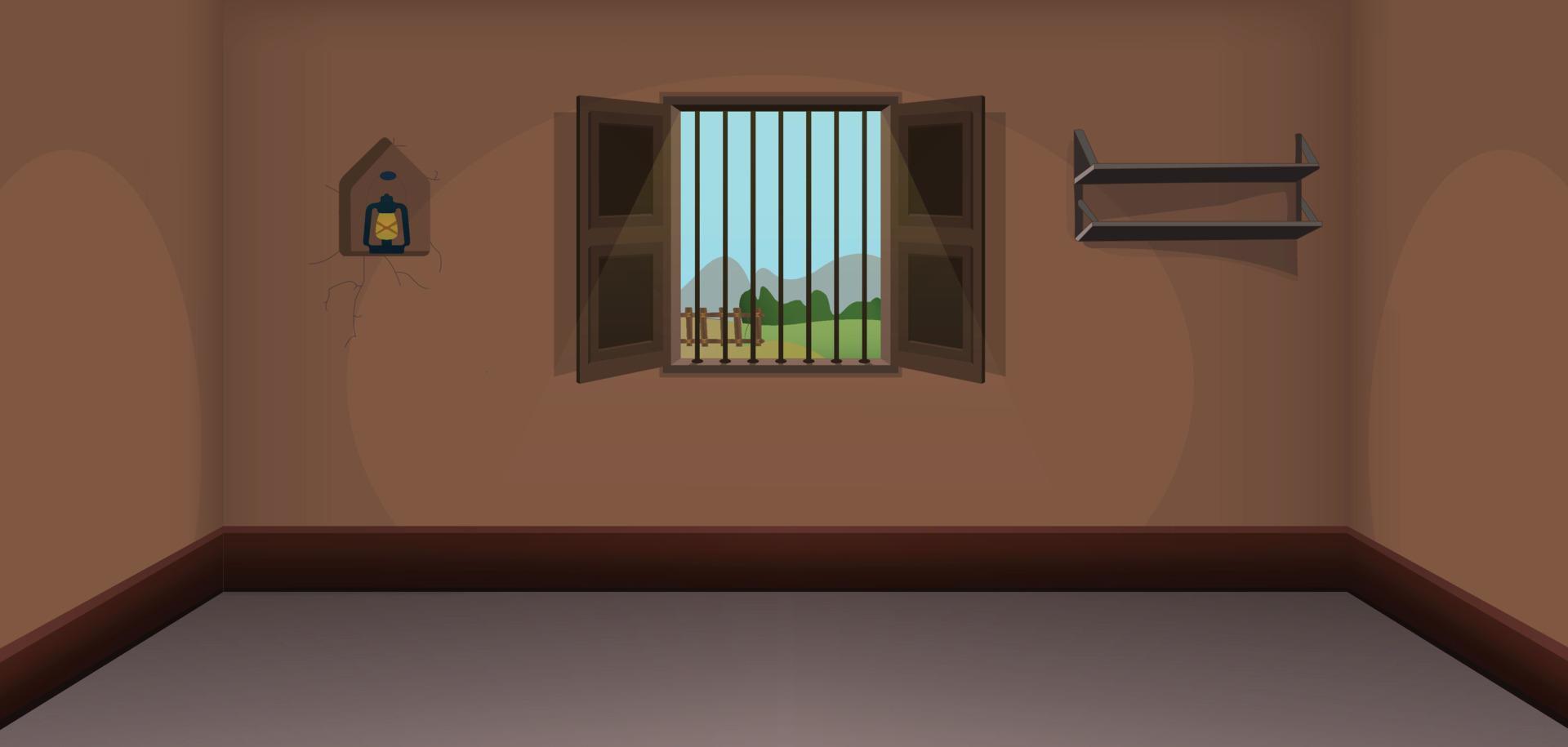 Village Empty room inside vector, poor mud house room interior cartoon background illustrations. vector