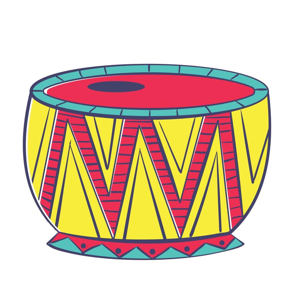 Folk musical instrument of the Indians drum. vector