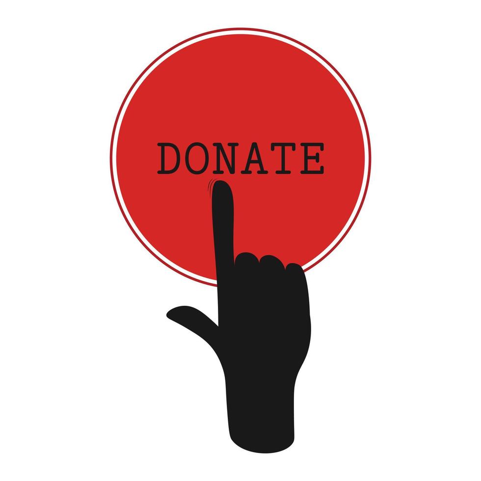 Finger press Donate button - charity and crowdfunding concept icon vector