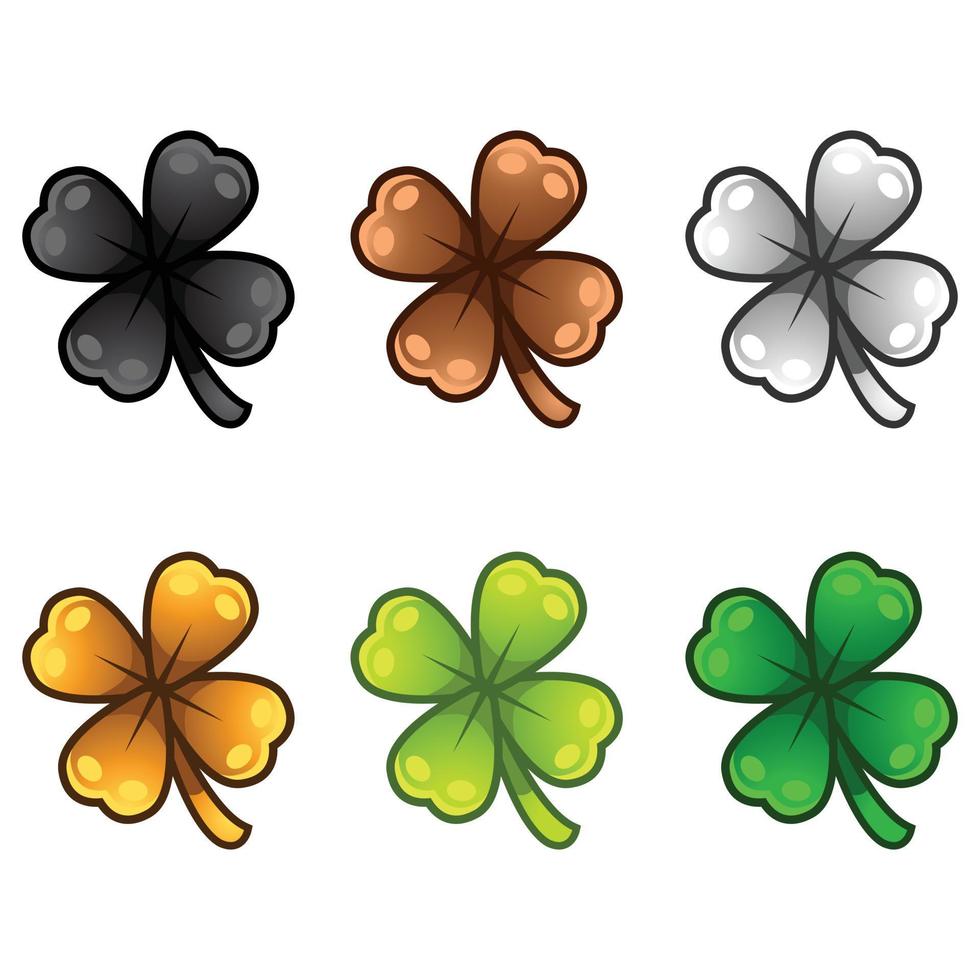 Cartoon 4 leaf clover. Isolated vector illustration.