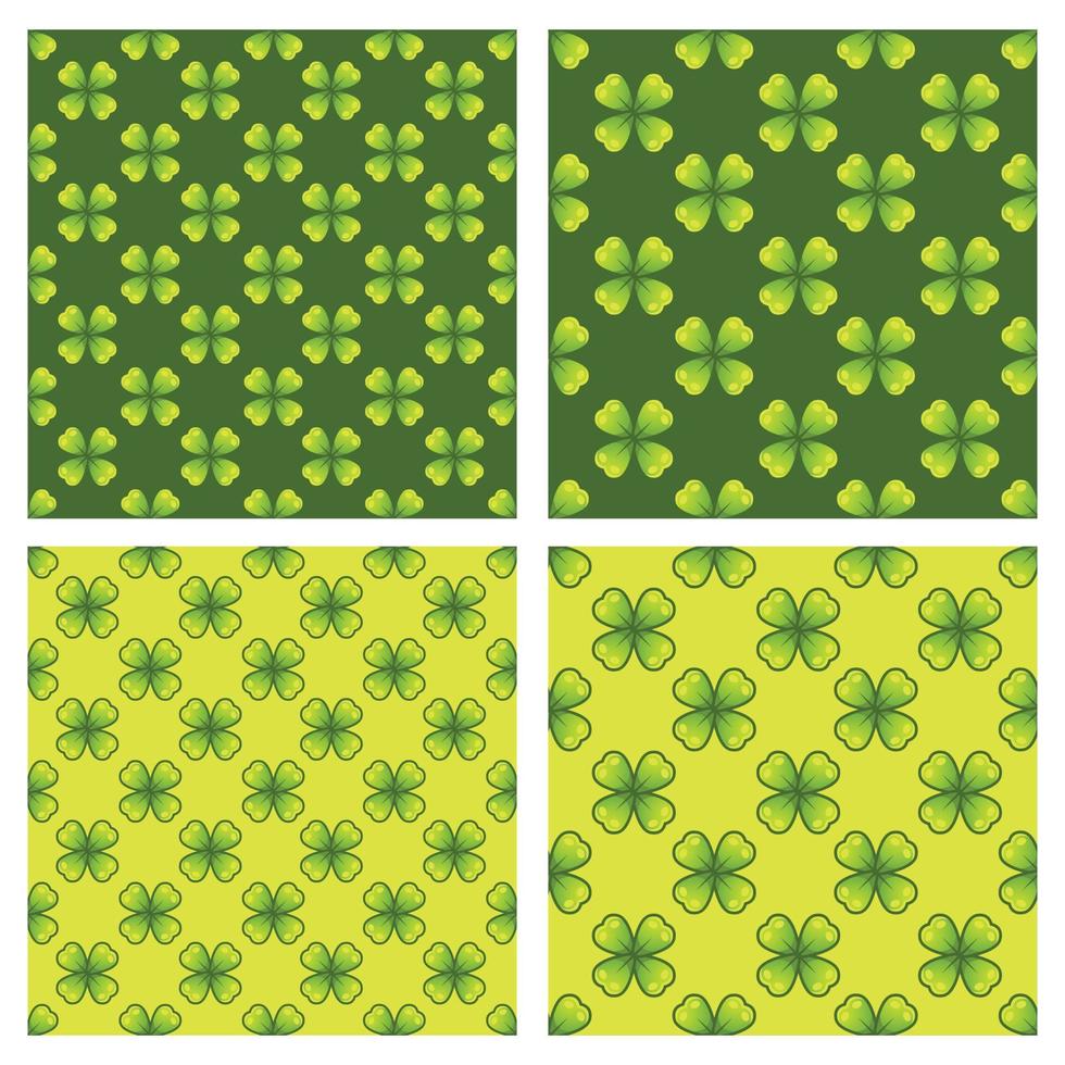 Cute 4 leaf clover background. Seamless vector pattern for paper, wrapping, fabrics. cartoon flat design illustration art pastel colors on colorful background template.