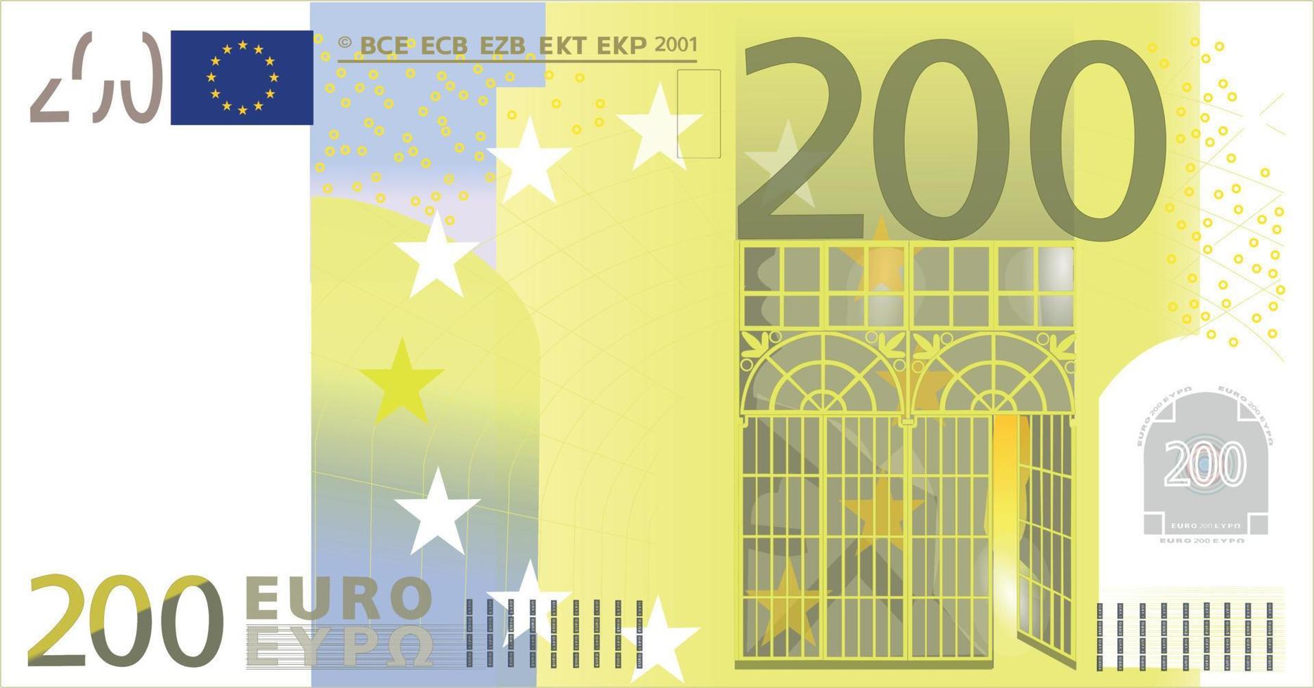 Two Hundred Euro Note Vector Clip Art, Isolated Background.