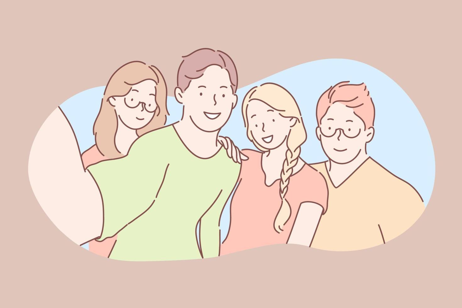 Friendship, making photo concept vector