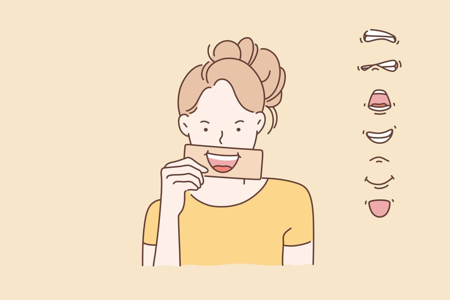 Change of mood, emotional intelligence concept. vector