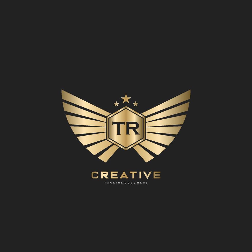 TR Letter Initial with Royal Luxury Logo Template vector