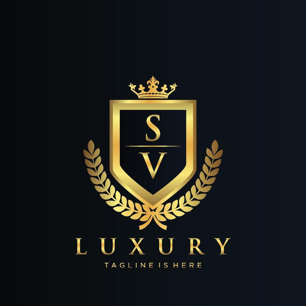 SV Letter Initial with Royal Luxury Logo Template vector